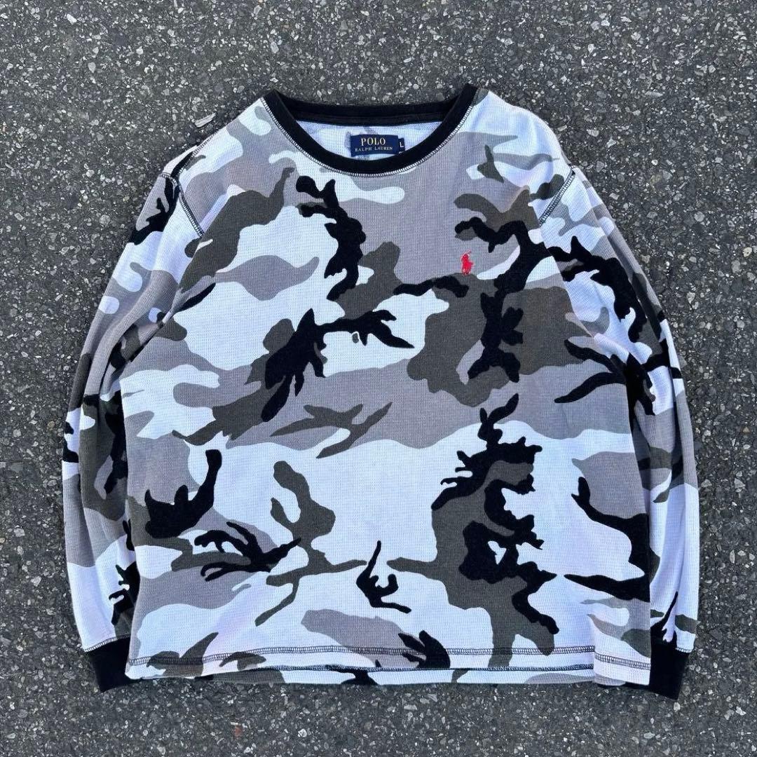 ポロ サーマル ロンT 迷彩 y2k シティ 短丈