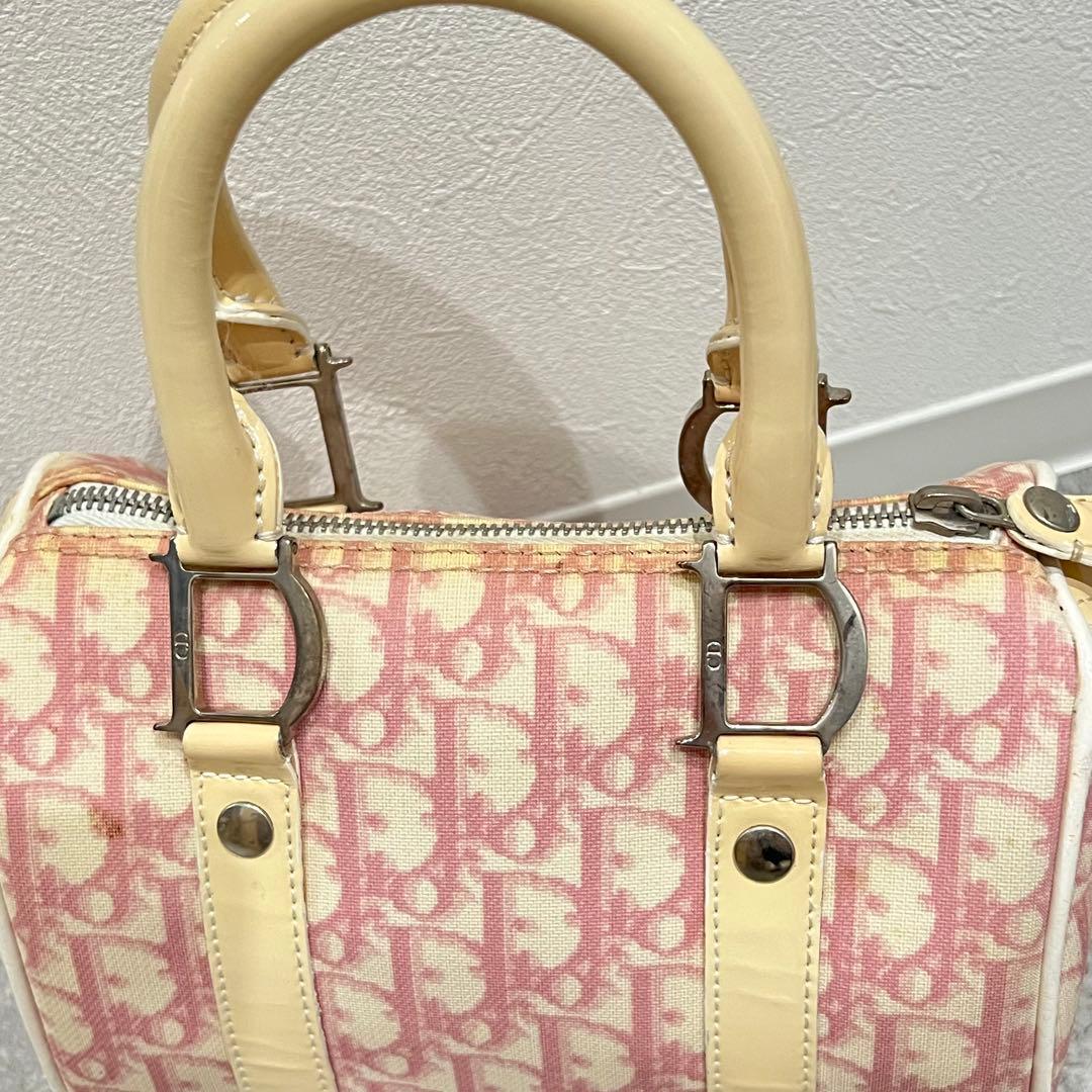 Christian Dior トロッターロゴ ボストン ハンドバッグ ピンク - メルカリ