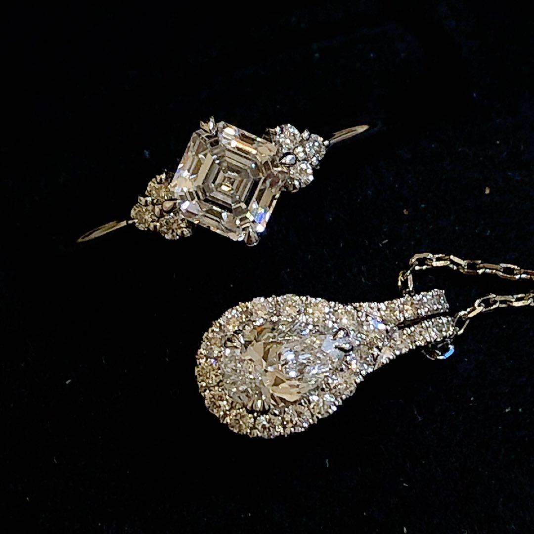 ロイヤルアッシャー　0.58ct 0.03ct ロイヤルアッシャーカット　リング