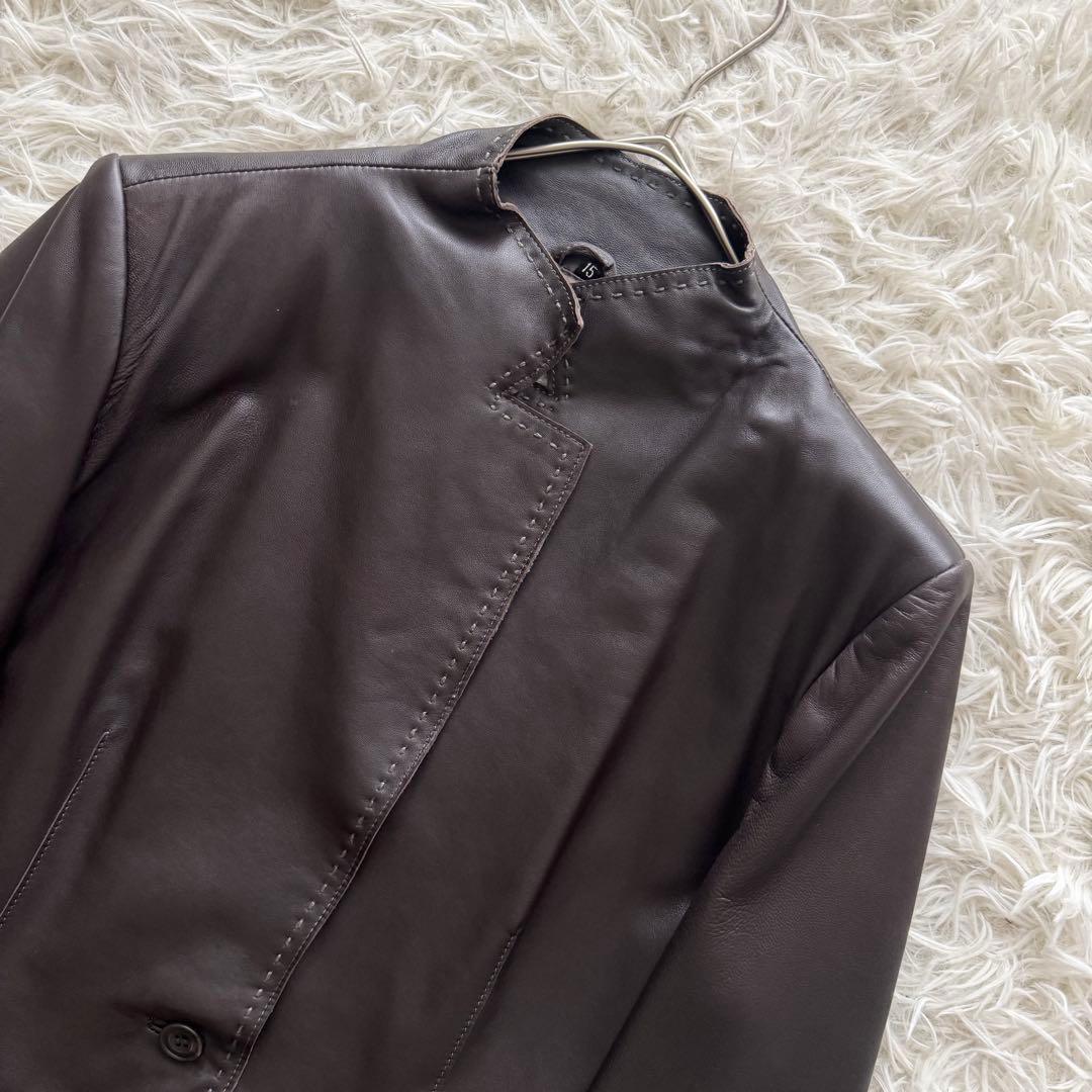 バルマン】レザージャケット 羊革 ブラウン 茶色 15号 - メルカリ