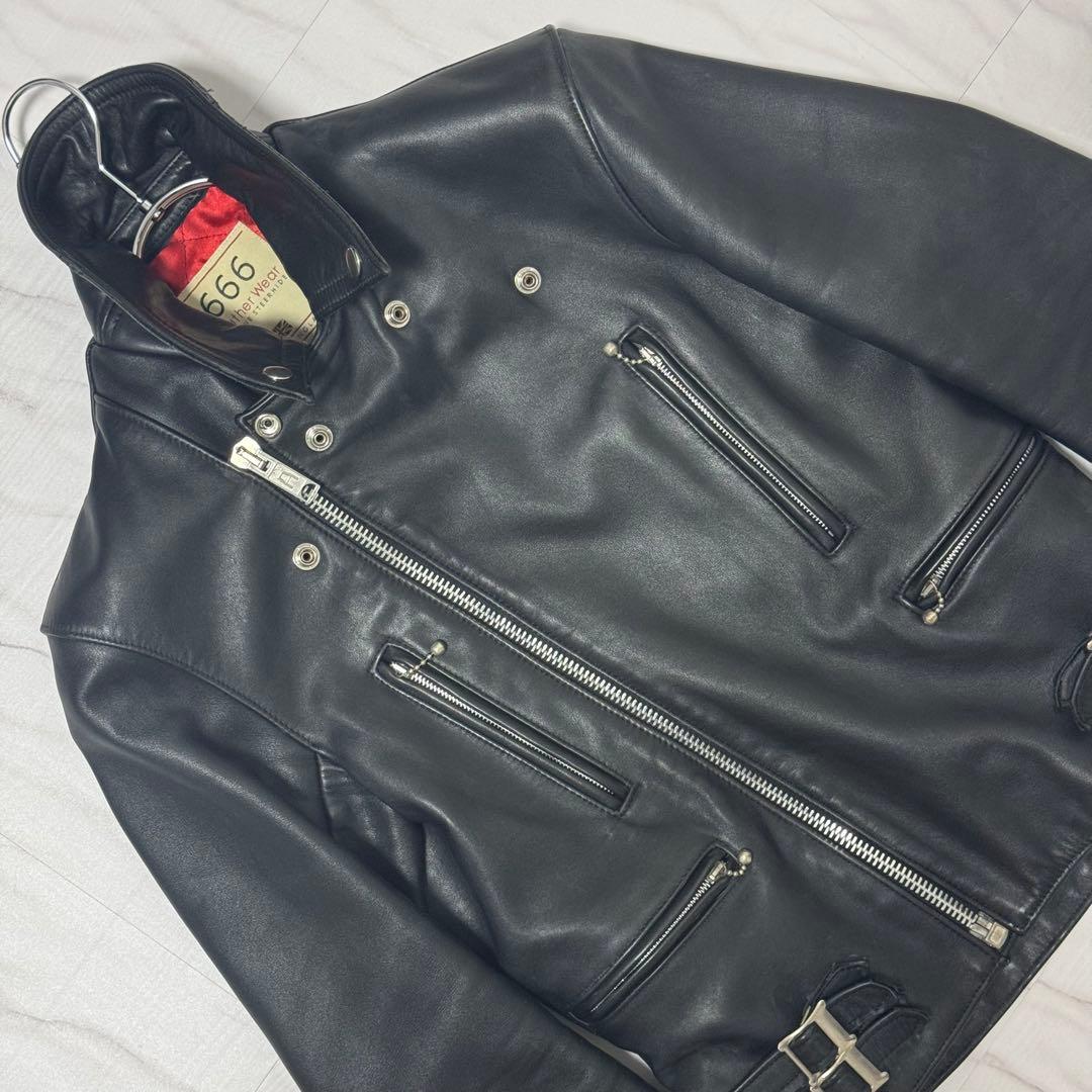 美品✨666 レザーダブルライダースジャケット ステアハイド ブラック