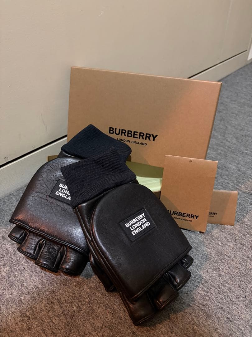 BURBERRY バーバリー フィンガーレス 手袋 グローブ レザー - メルカリ