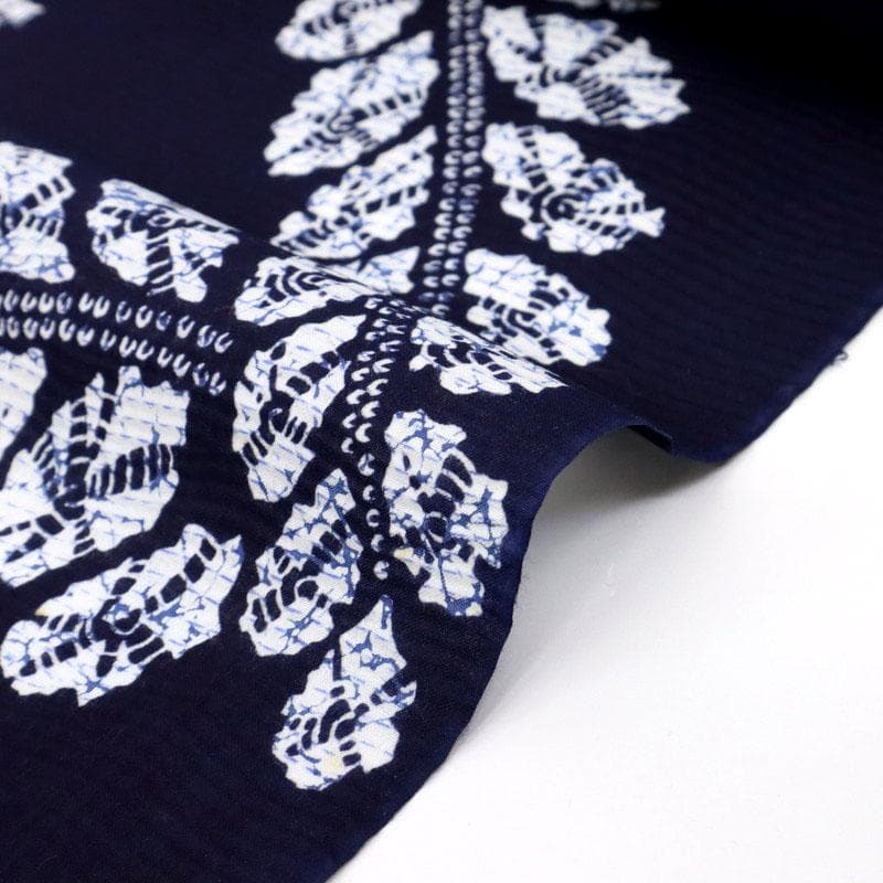 《かさ★手縫い仕立て+ロウケツ染め■浴衣リップル生地木綿紺反25-113》