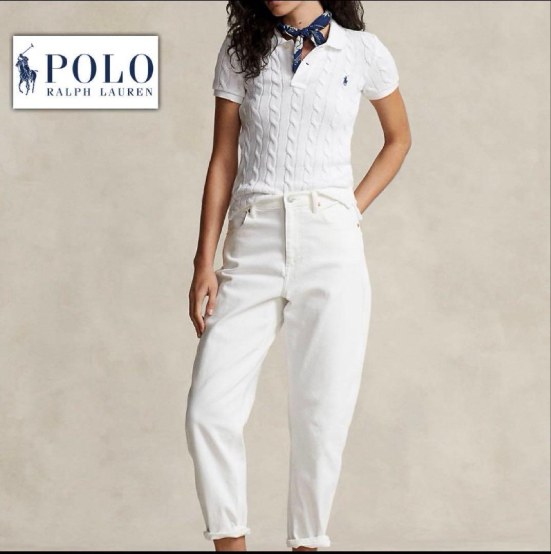 POLO RALPH LAUREN ケーブル編みポロシャツ Mサイズ ホワイト ケーブルニット ポロシャツ WMPOKNINB920117 | POLO