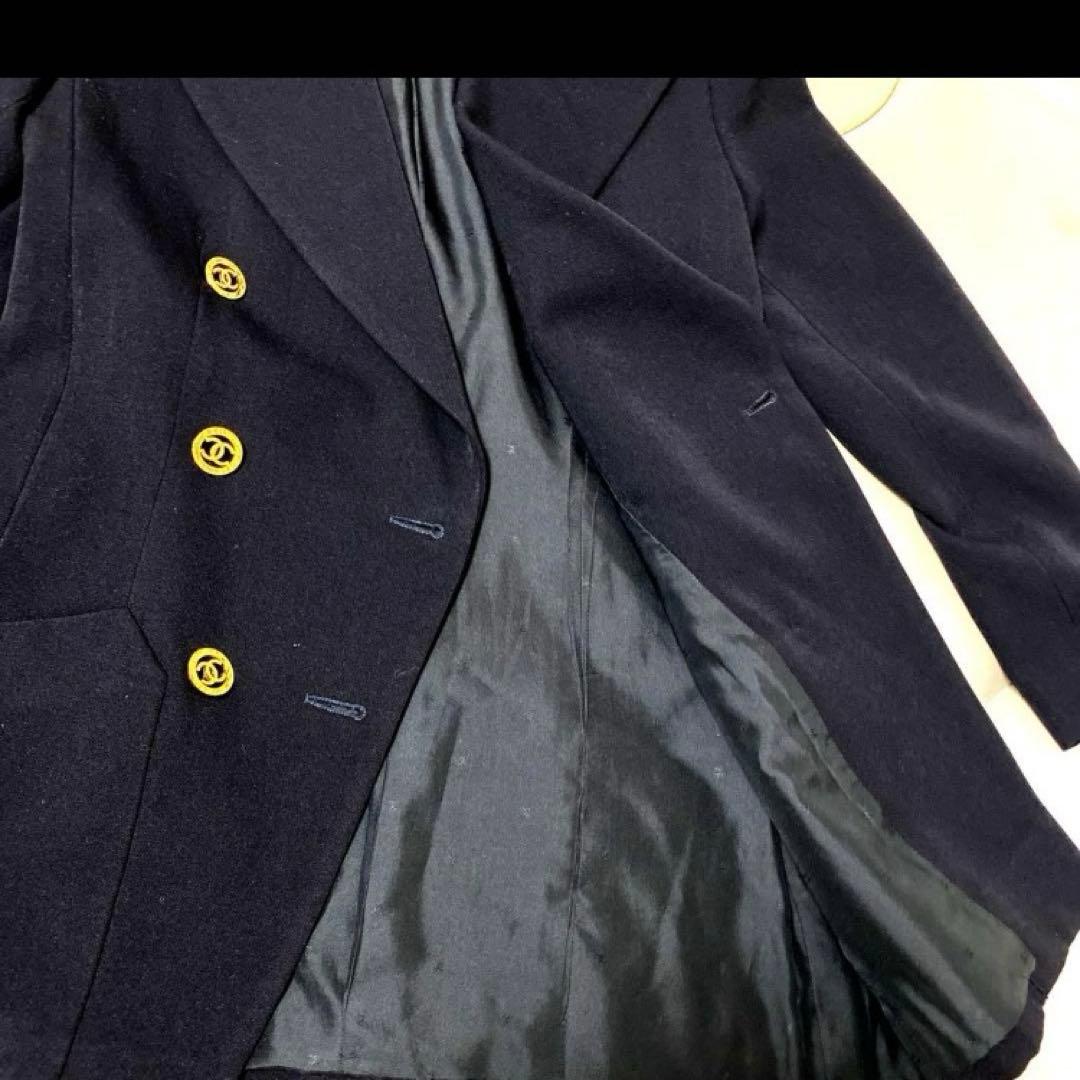 CHANEL ダブルブレストジャケット 黒 34 金ココマークボタン - メルカリ