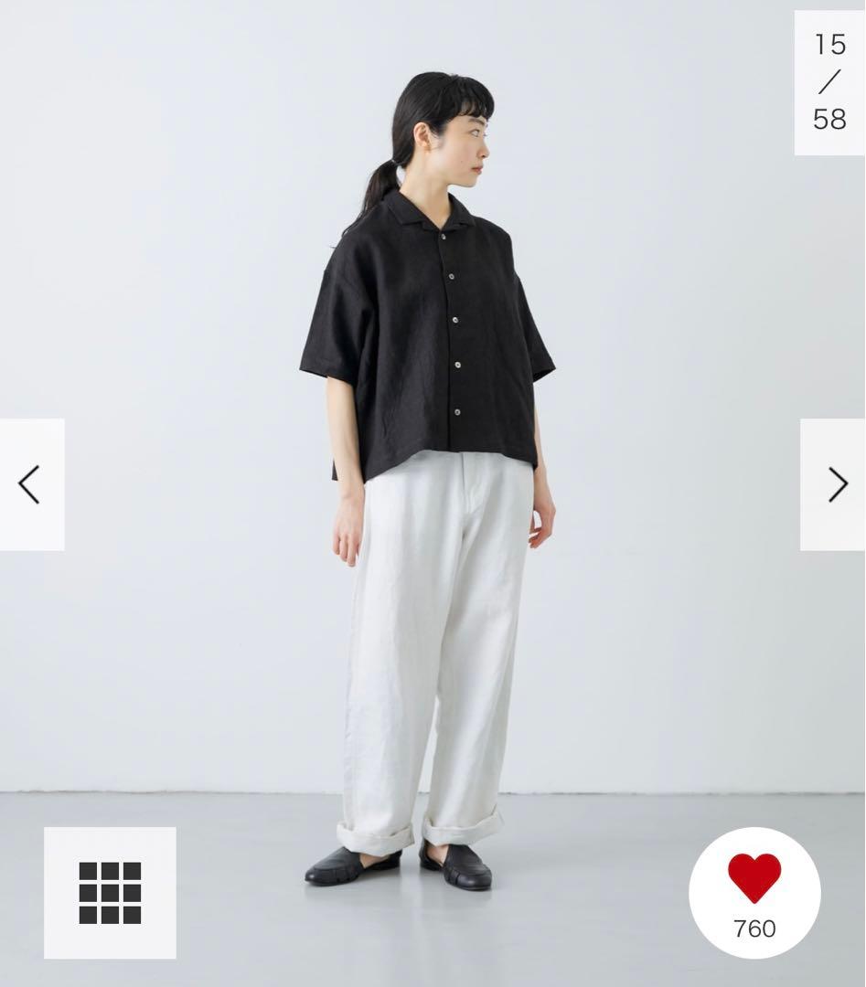 新品タグ付◇ BLACK かぐれ リネンラミーオープンカラーシャツ - メルカリ