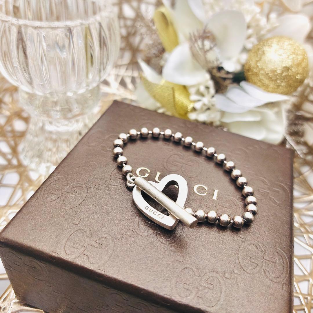 GUCCI グッチ SV925 トグルハートボールチェーン ブレスレット 15