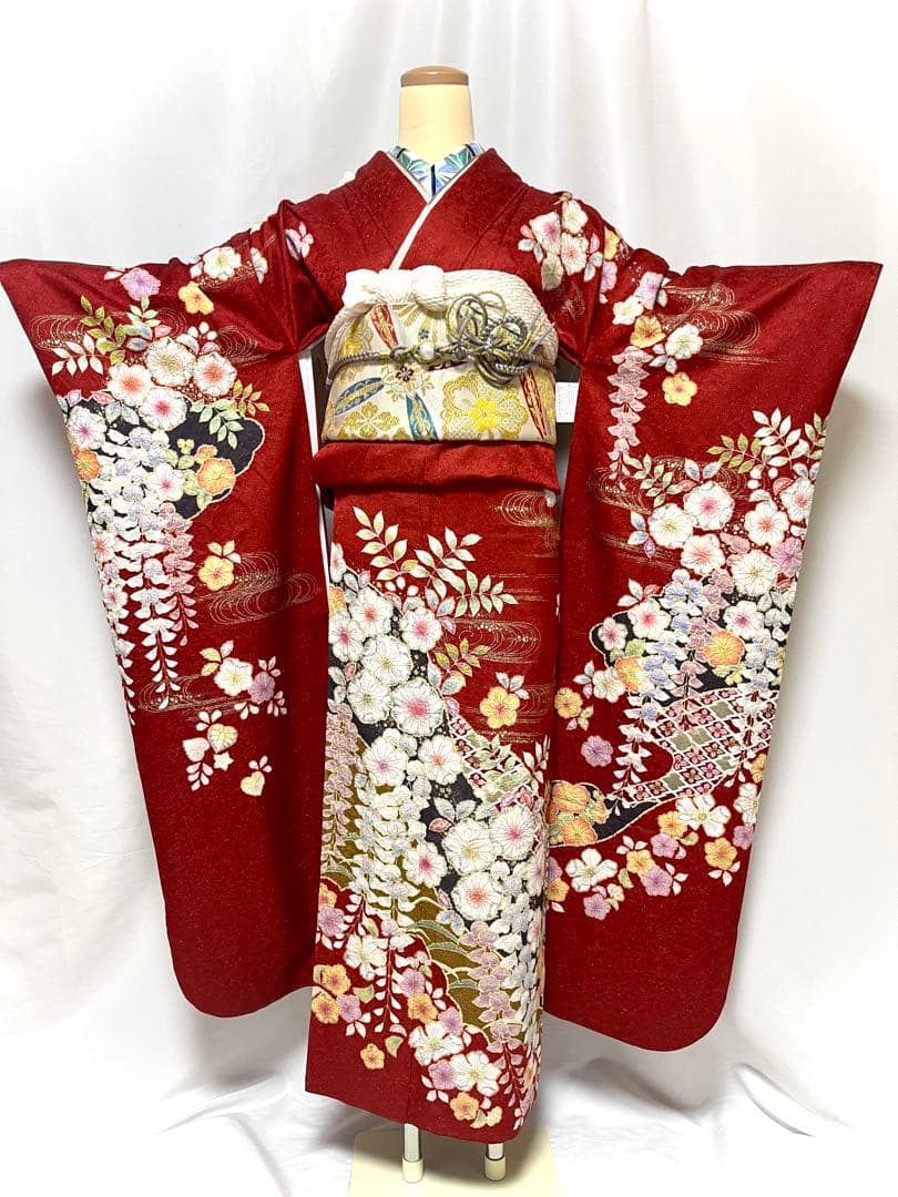 美おり】FR52163 振袖 高級 翠山工房 正絹 振袖フルセット 辻ヶ花文様