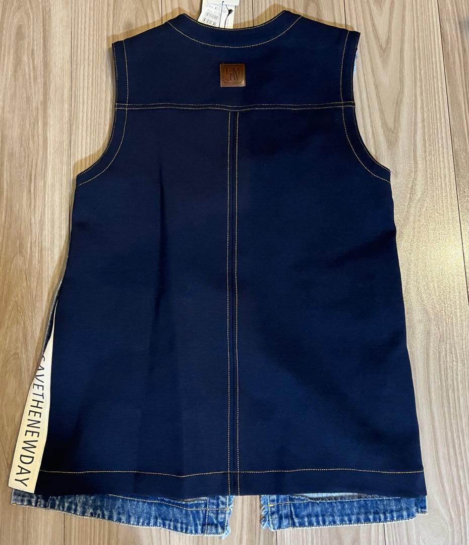 新品タグ付き】Eimee Law デニムジレ 異素材ドッキングベスト 紺