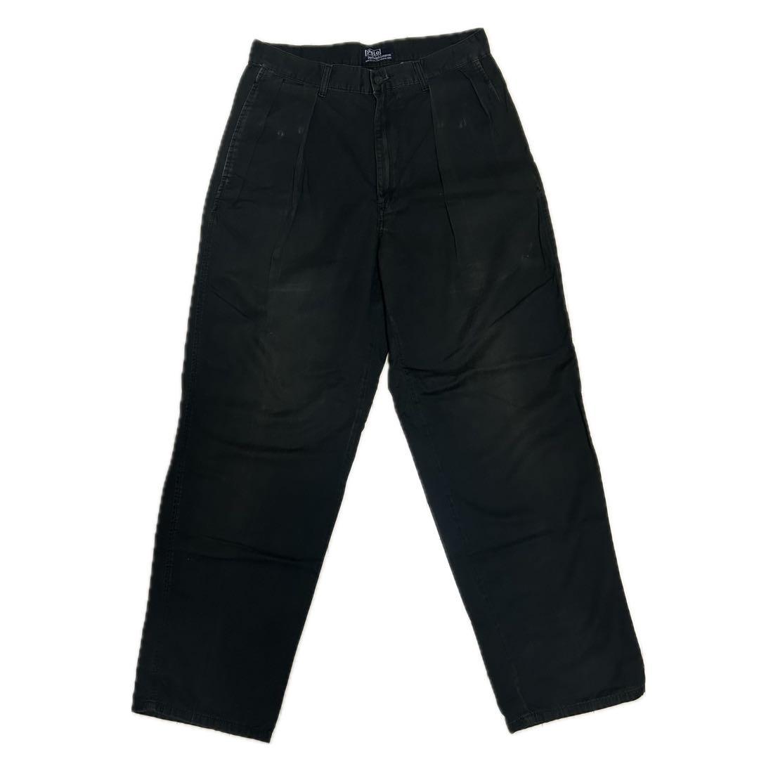 初期タグ80s90sポロチノ USA製 ブラック ２タック 80s POLOラルフローレン ポロチノ 旧タグ USA製 タック ブラック後染