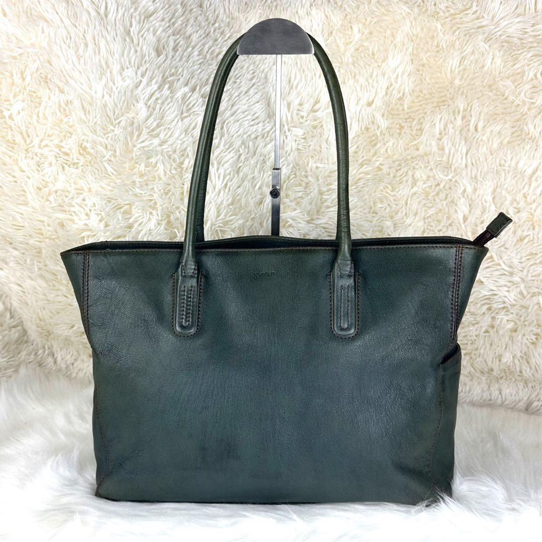 名作✨ genten トートバッグ ゴートレザー A4対応 焦がしバフ加工 希少
