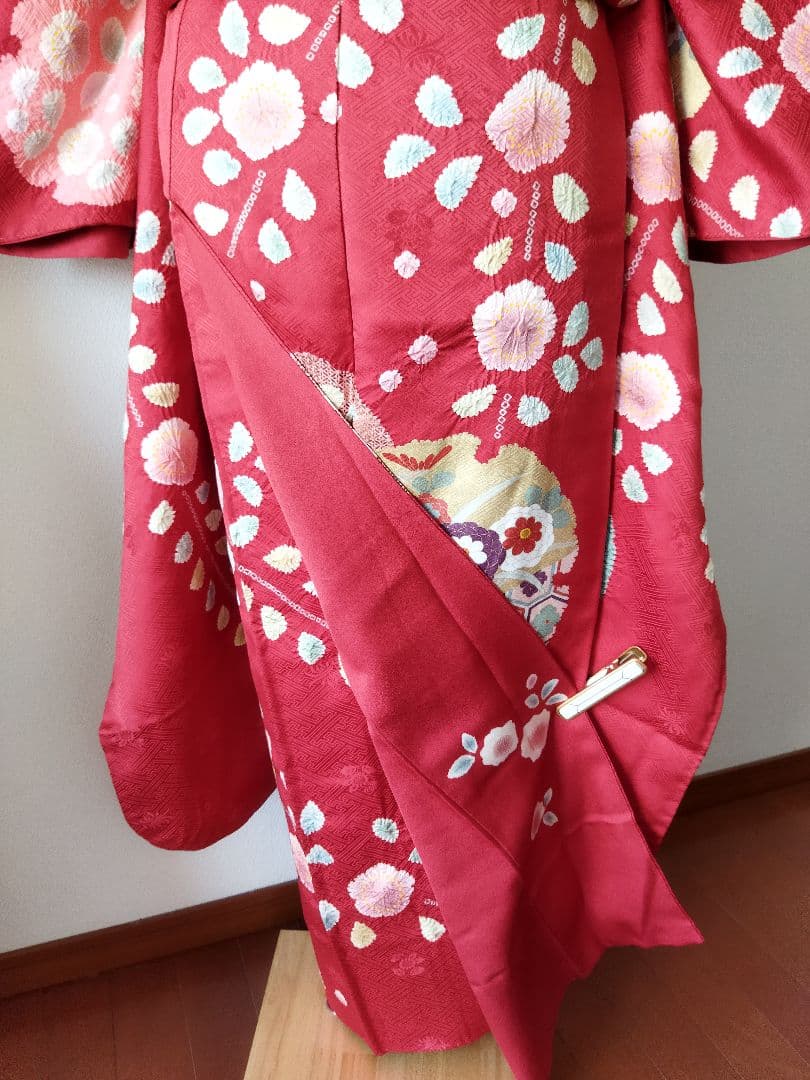 436.高級！！手仕事の花絞りと雪輪 振袖5点セット 正絹 フルセット