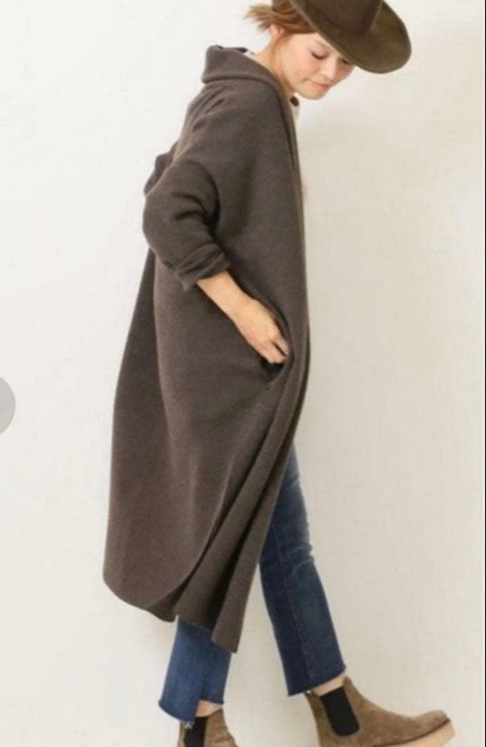 ドゥーズィエムクラス MUSE ウール混 ロングニットガウン コート