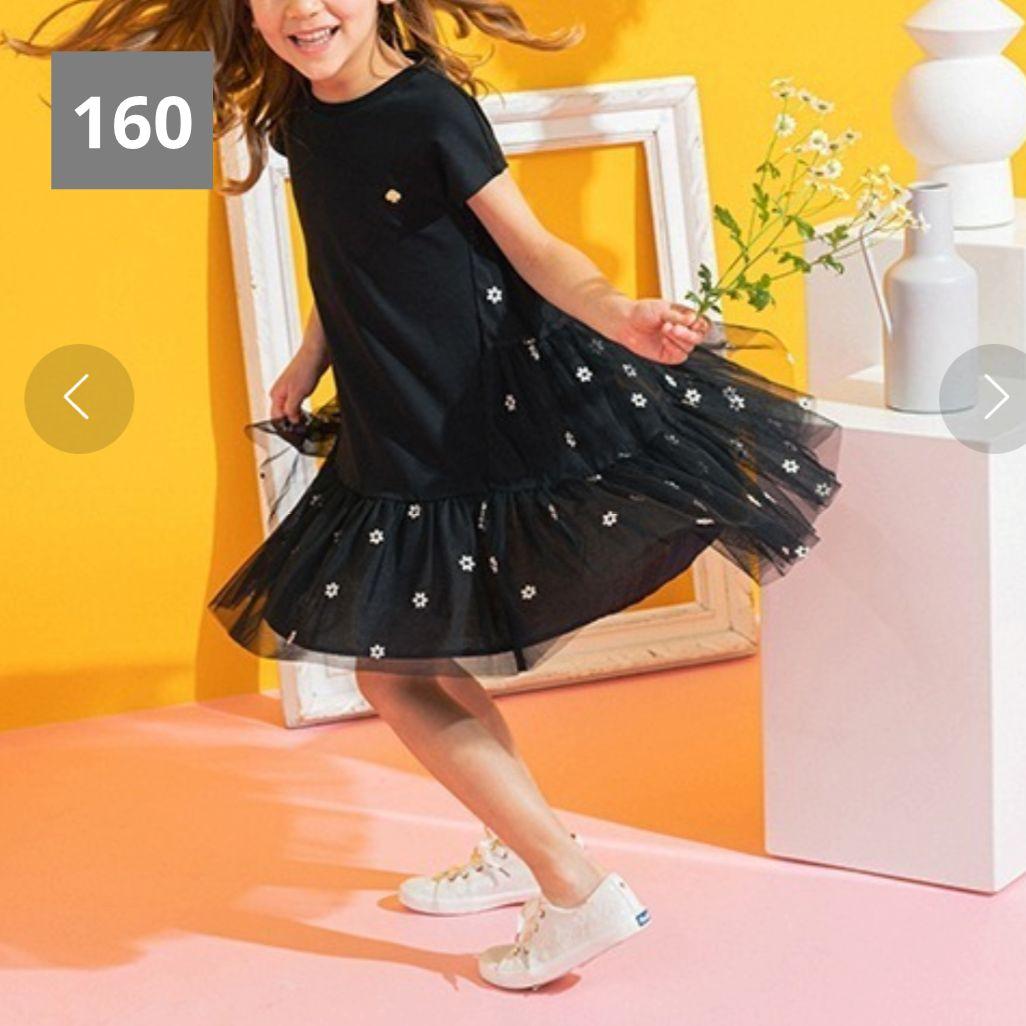 kate spade フラワーチュールドッキングワンピース 160 ブラック