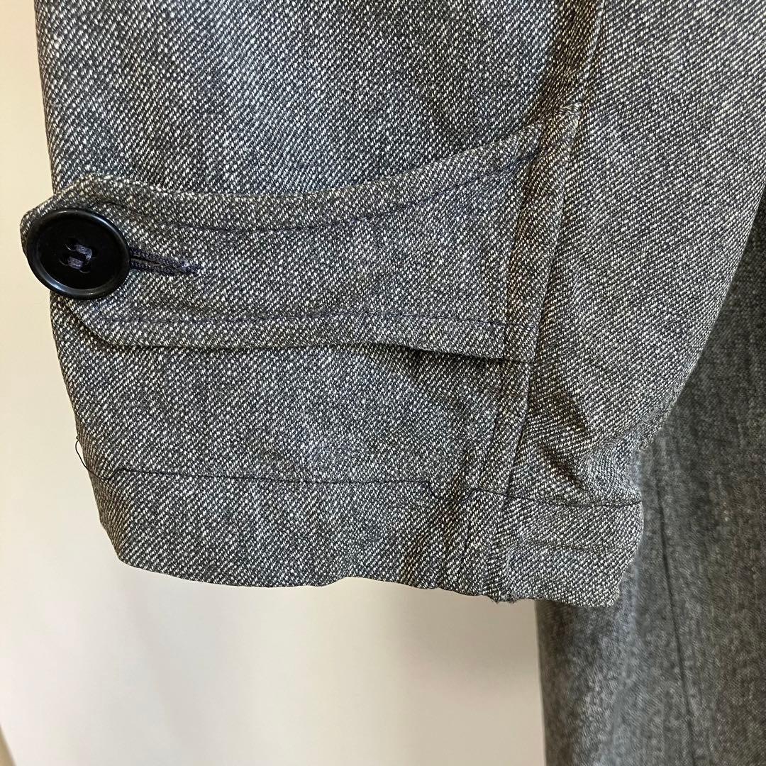 40s 刺繍タグVポケ ブラックシャンブレーコート アトリエコート