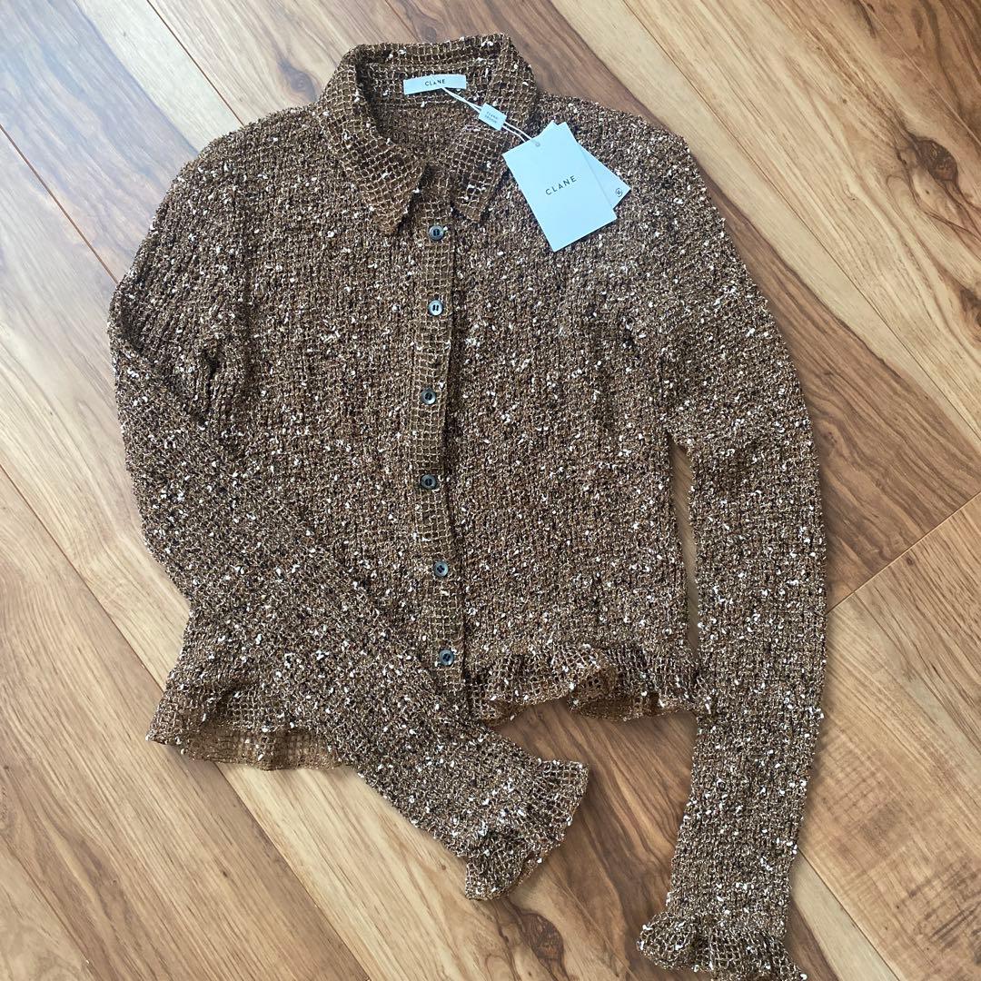 CLANE ブラウン ニットカーディガン CLANE - ダブルフェイス ニットカーディガン - FACE COLOR MIX HOLE