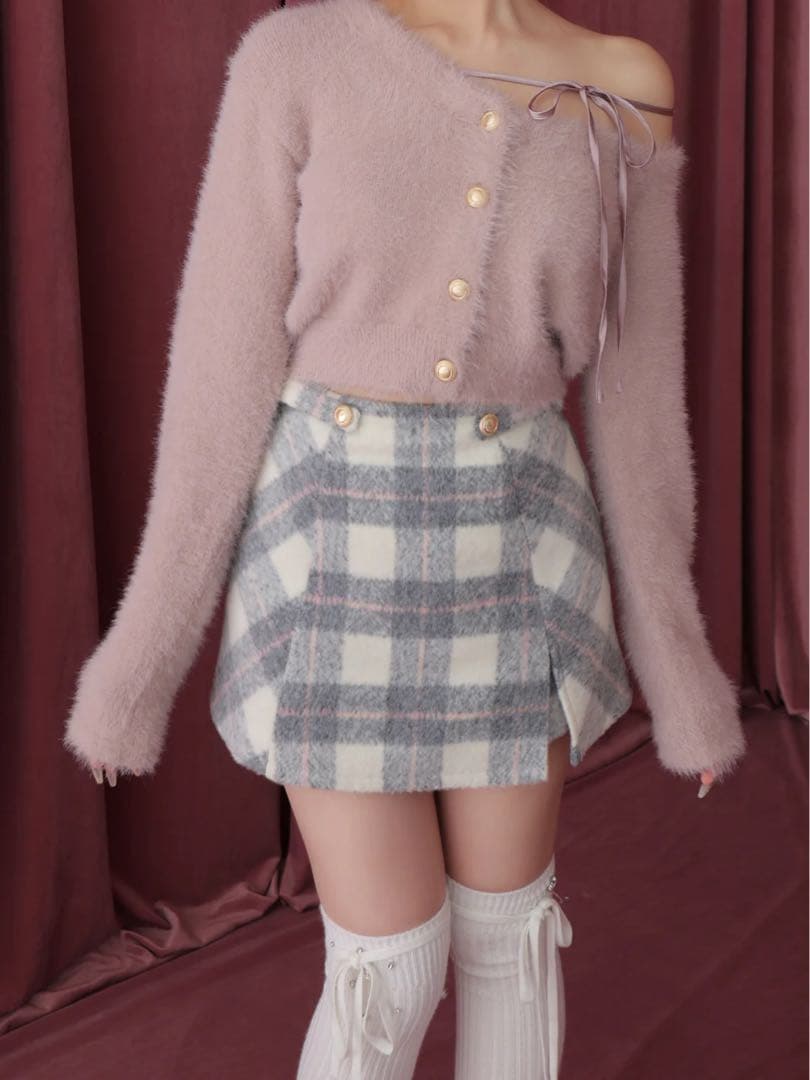 Light shaggy check mini skirt(eme10763) - メルカリ