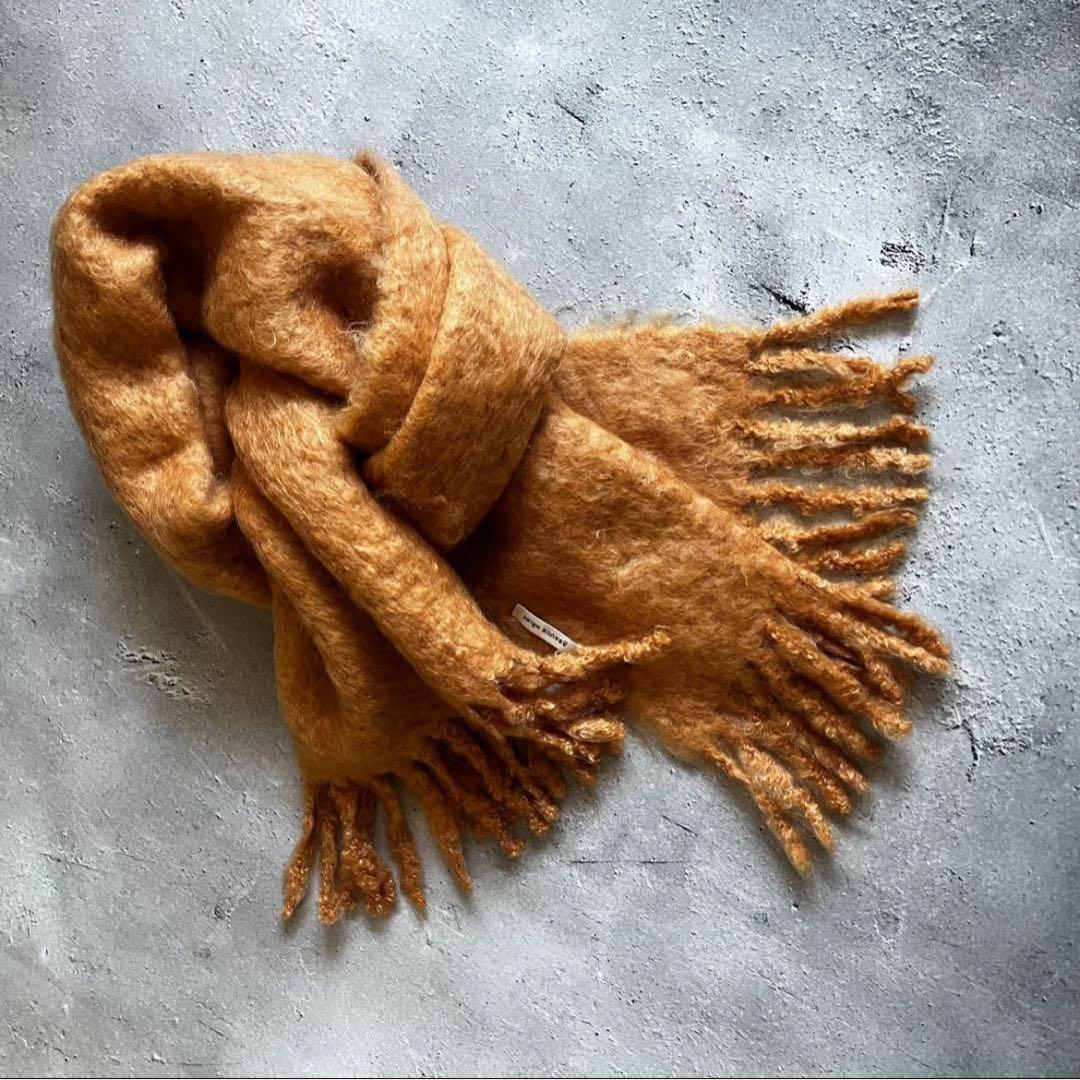 【あめ】ASAUCE MELER／フリンジ 大判ストール《オレンジ》