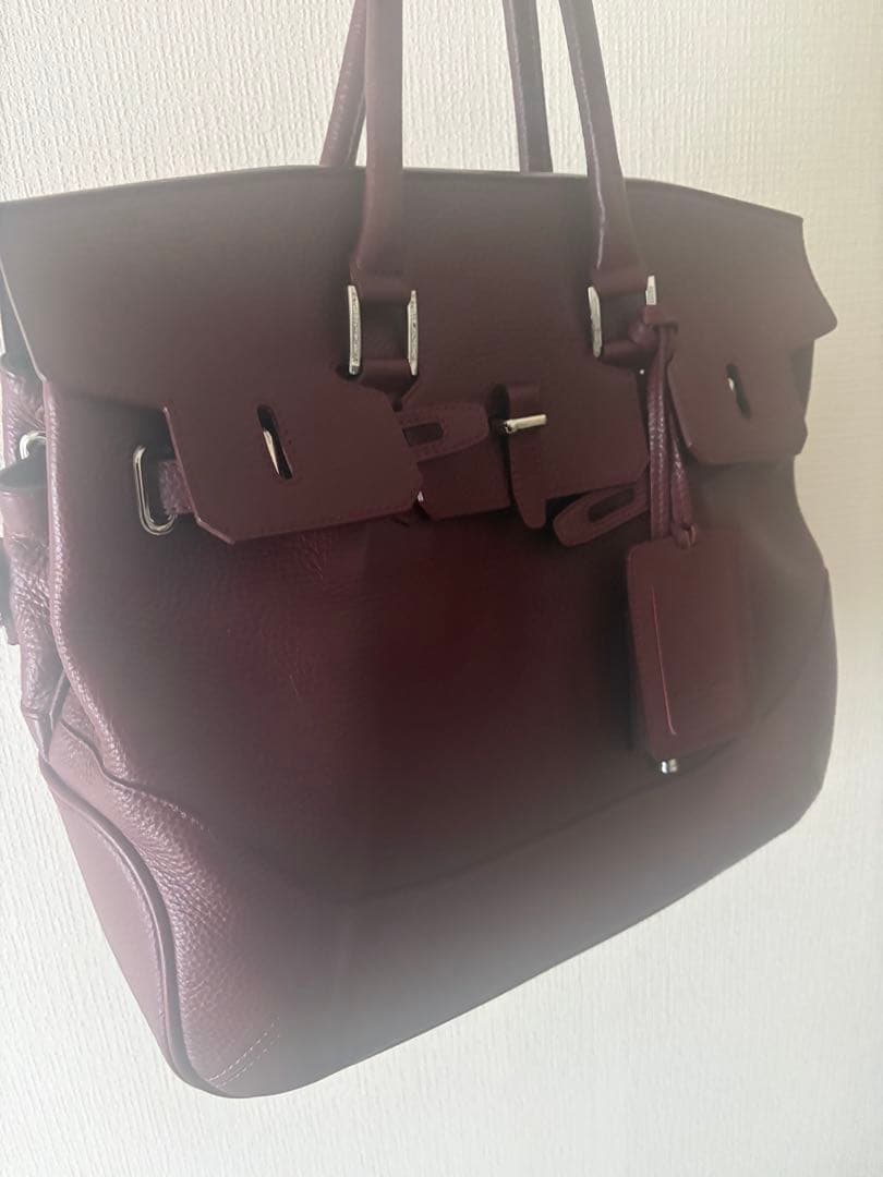 美品✨ペッレモルビダ フラップ トートバッグ ダークレッド タグ