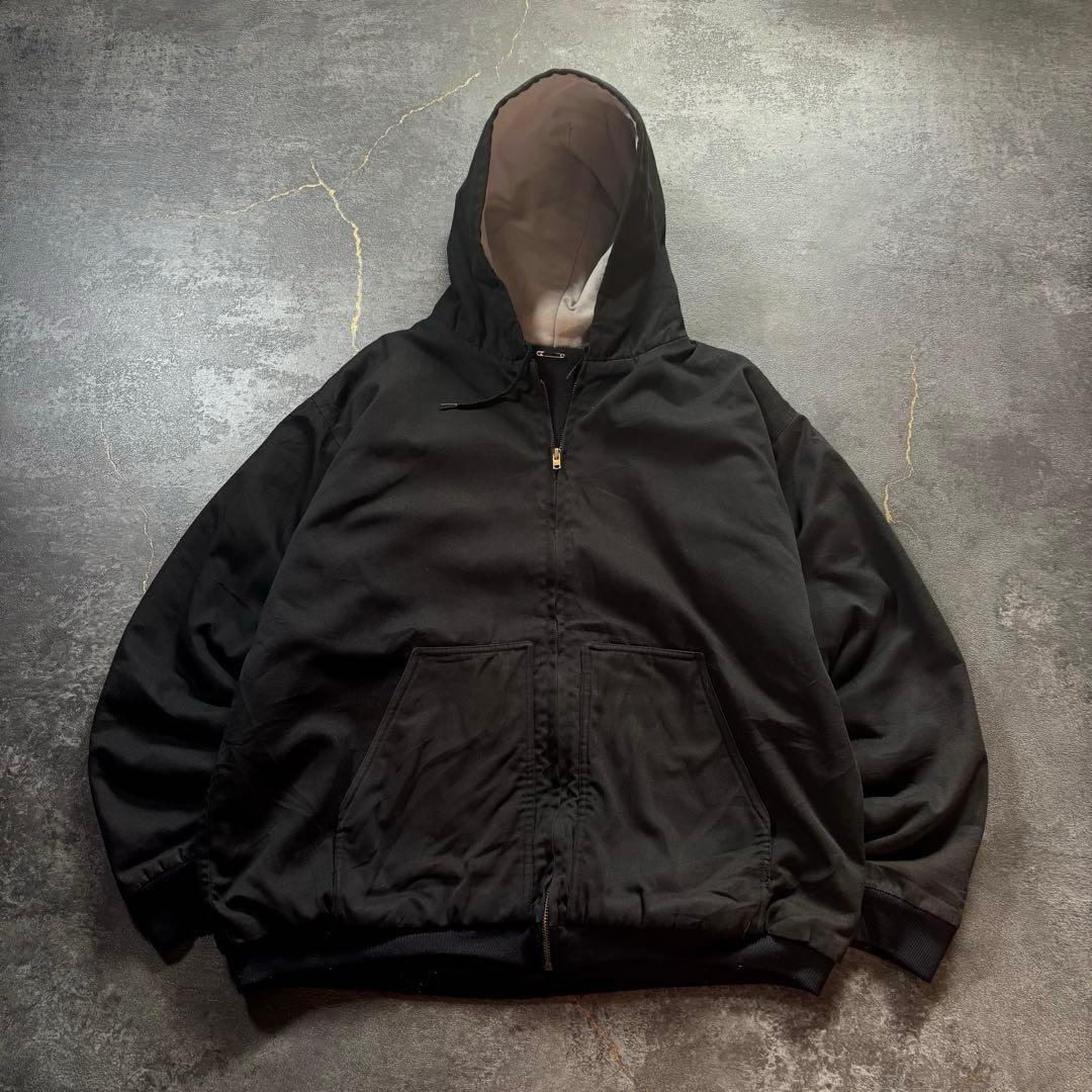 00s ダックアクティブジャケットジップパーカー黒ブラック短丈古着