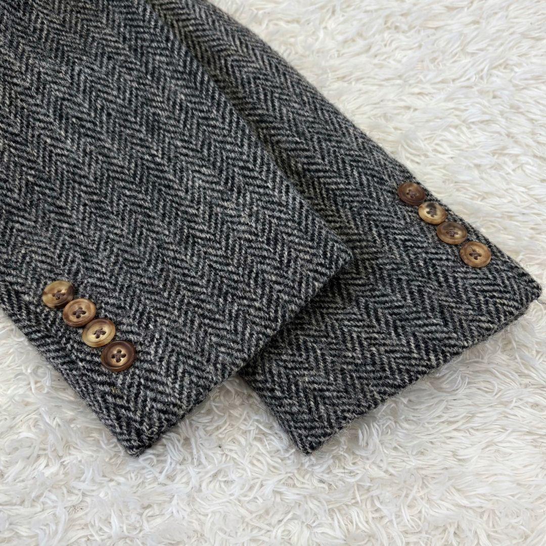 ハリスツイード テーラードジャケット 総柄 ヘリンボーン M