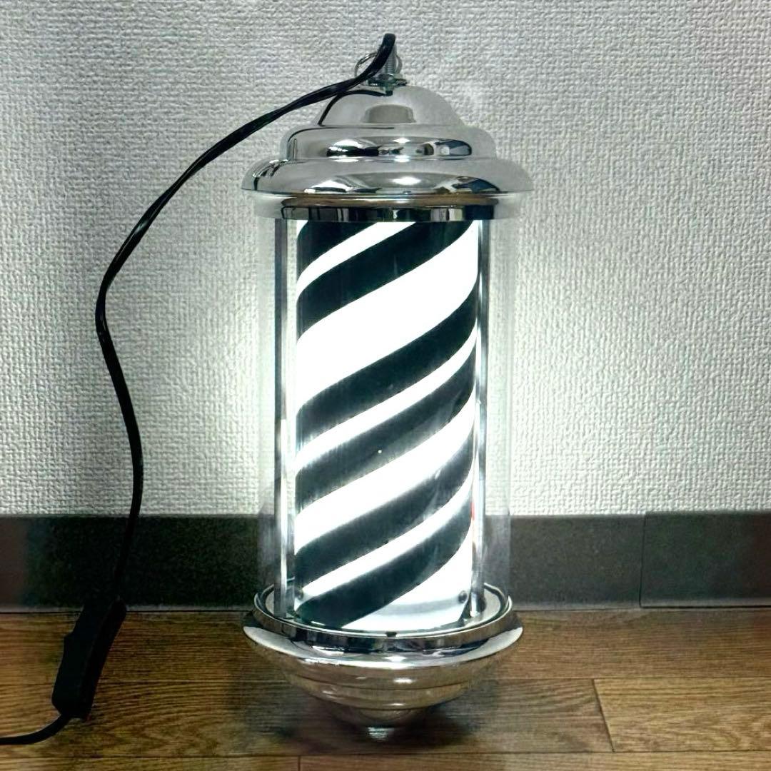 新品 特注 ブラック＆ホワイト 黒白 ミニサインポール 屋内用 理容室