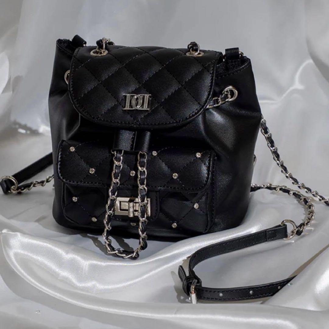 Darich キルティングビジューミニリュック ブラック - メルカリ