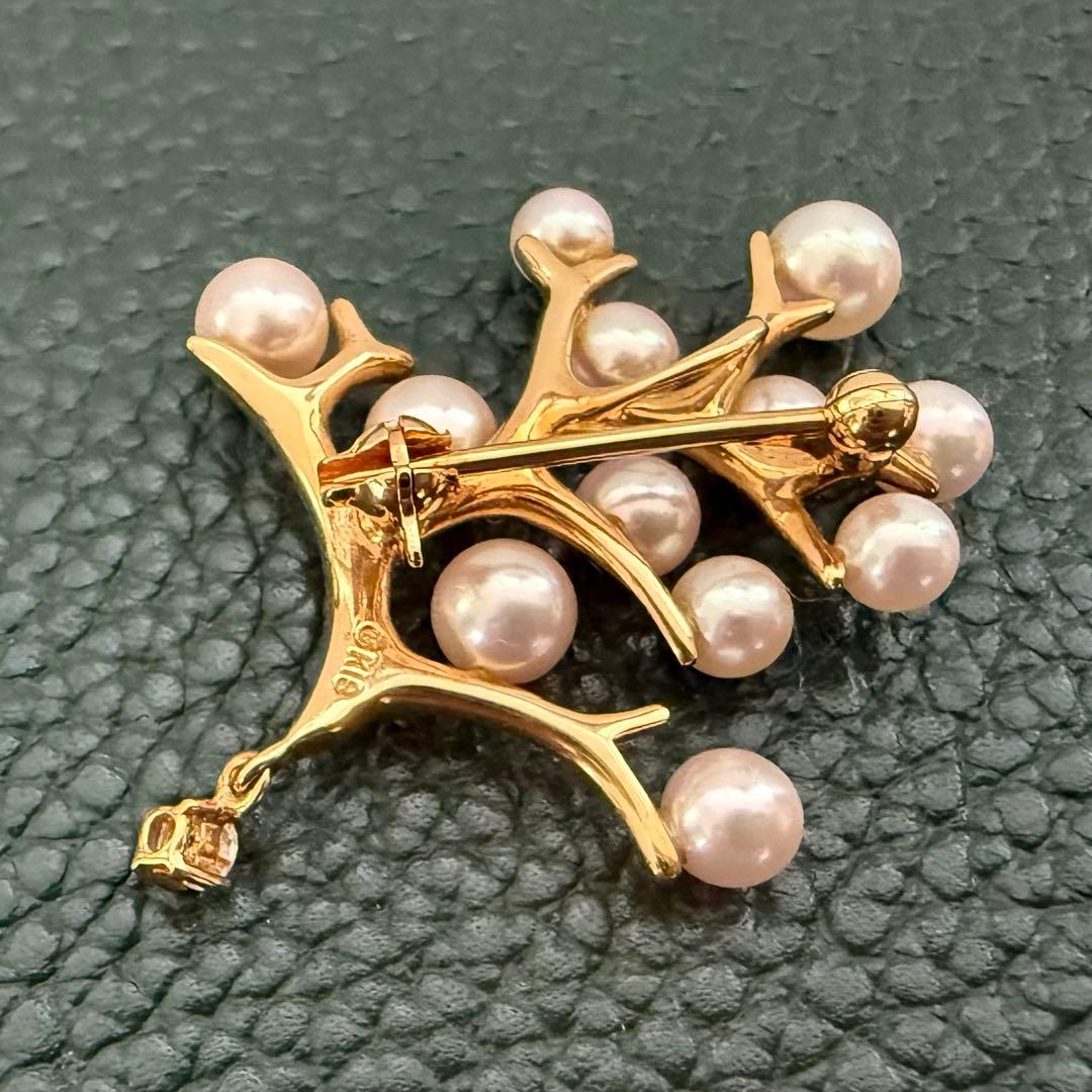 ミキモトK18アコヤパールダイヤ 幸福の木 ブローチ兼ペンダントトップ