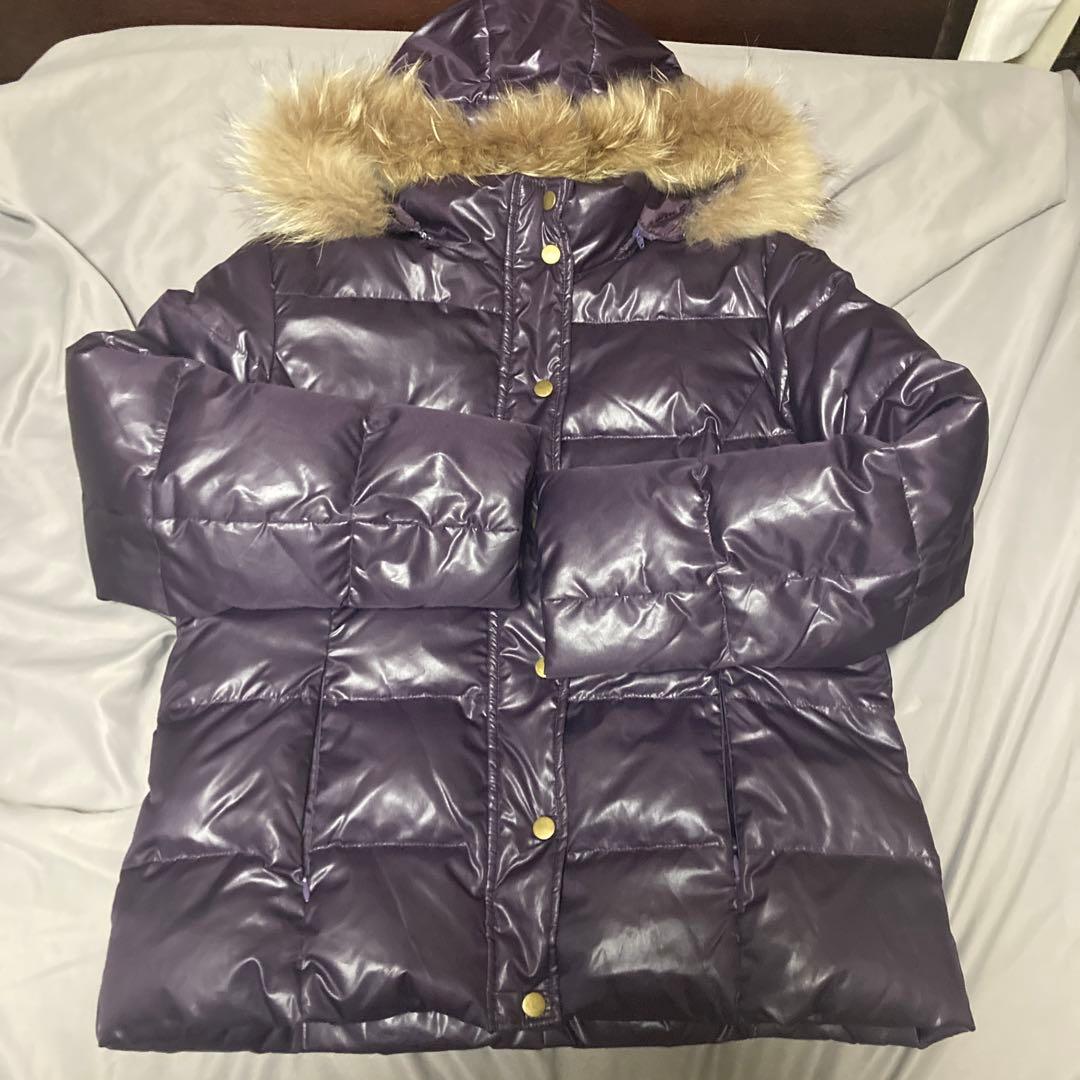 大幅値下げ］ファー付き紫テカテカダウン y2k グランジ - メルカリ