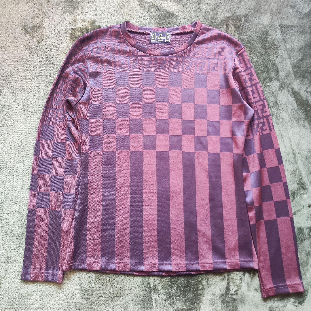 極美品】フェンディ 長袖カットソー ズッカ柄 ダークブラウン