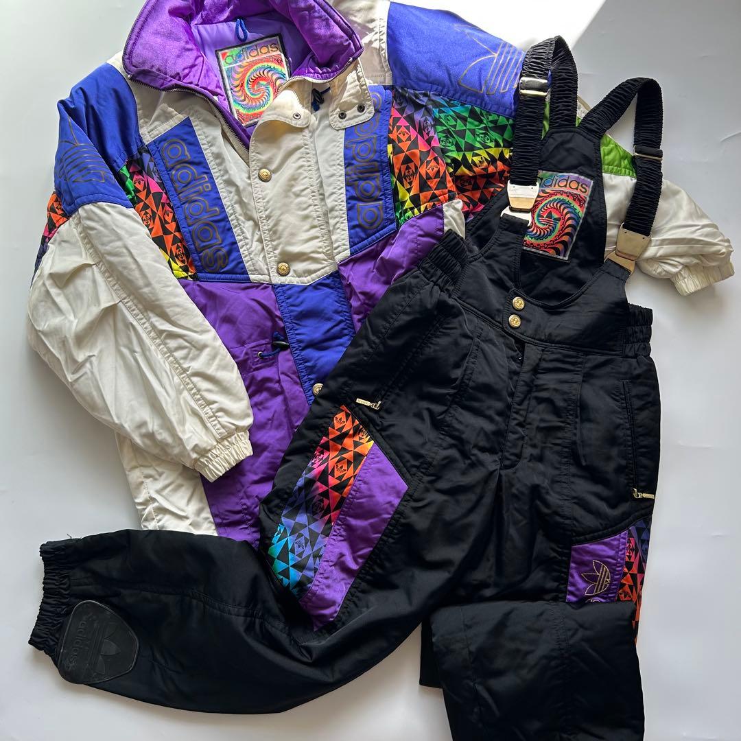 adidas デサント製 スキーウェア セットアップ ジャケット ビブパンツ