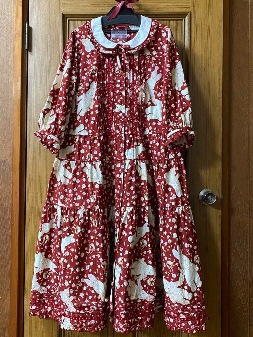 ロクスケ様ご購入希望 ピンクハウス バラ園うさぎプリントワンピース