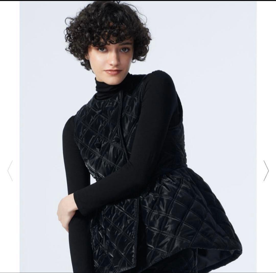 BORDERS at BALCONY ブラック ペプラムキルティング ベスト