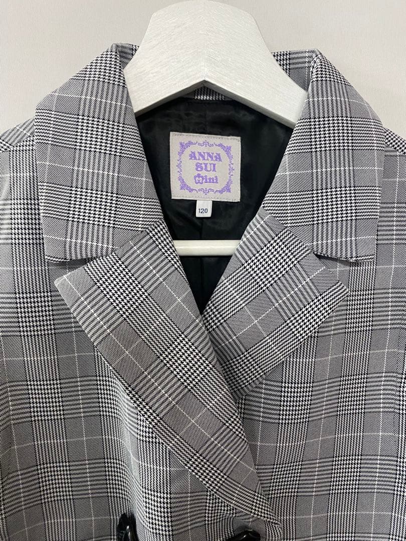 こ*マ様 アナスイミニ ジレセットアップ 120センチ グレー チェック柄