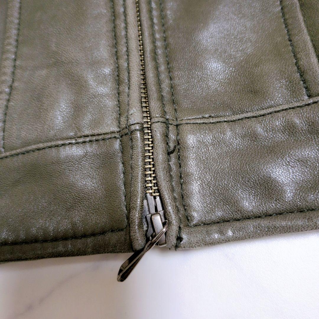 希少カラー】メンズビギ シングルライダース ラムレザー カーキブラウン М