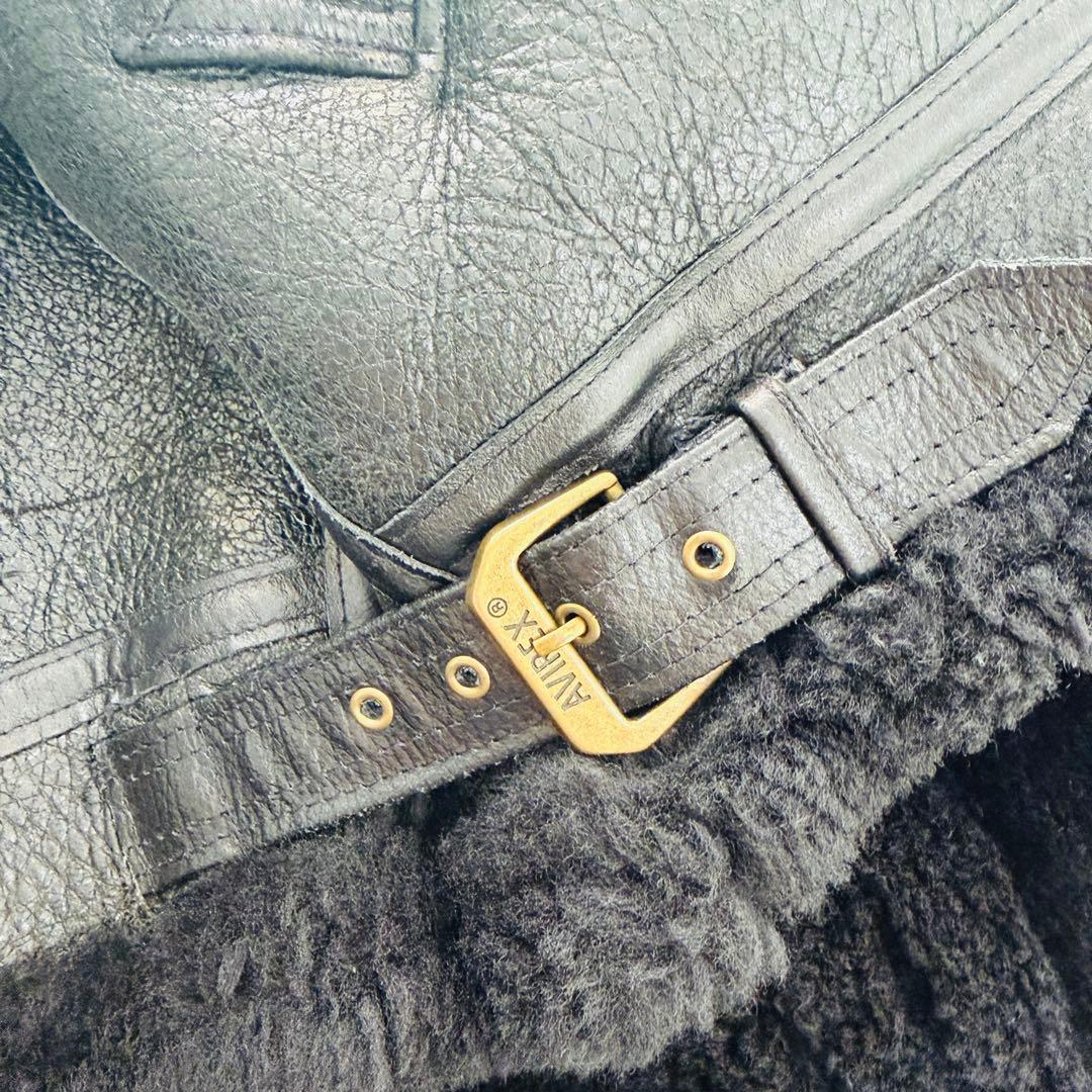 極希少】AVIREX B-3 ムートンジャケット 黒 44 ビッグサイズ - メルカリ