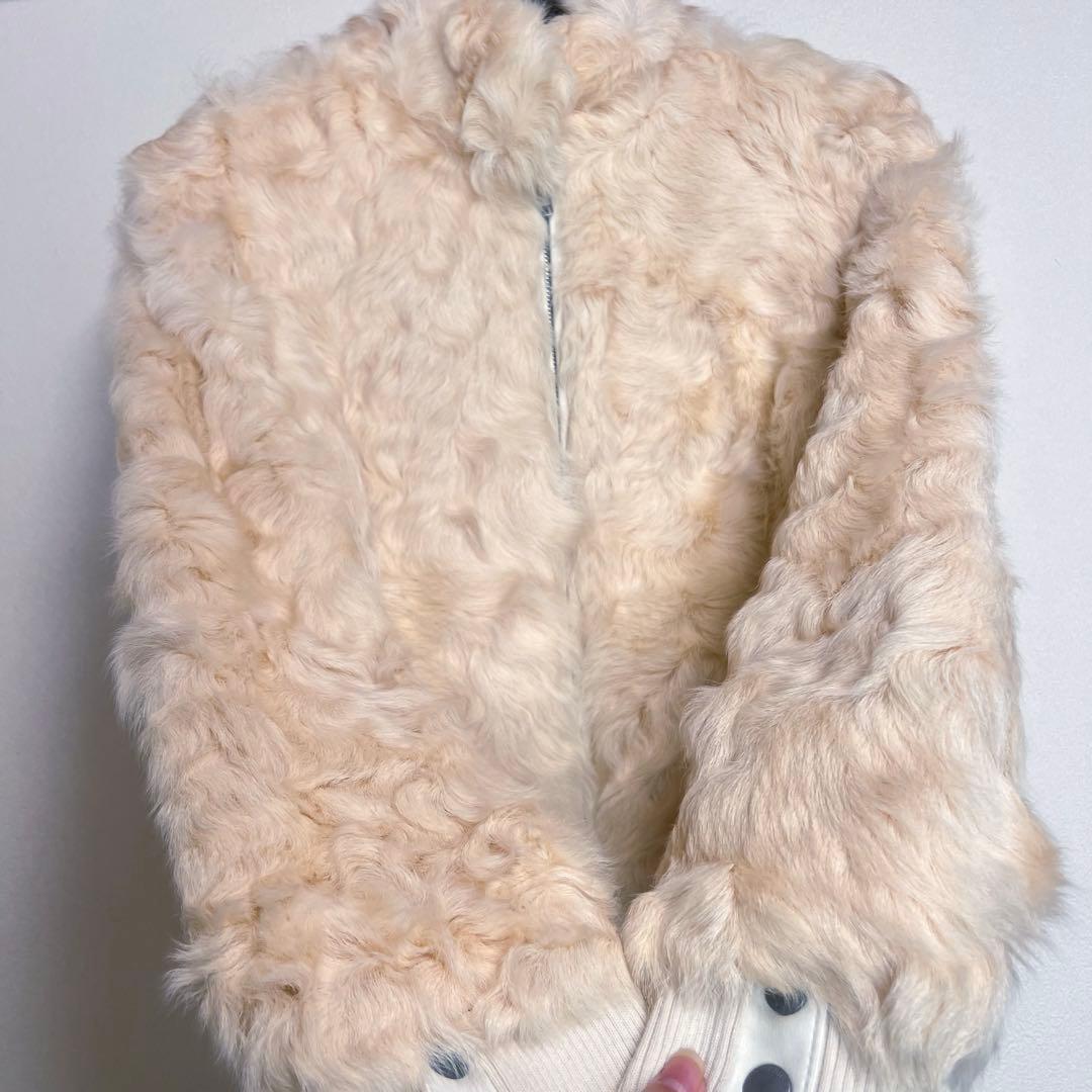 ピンクハウス ファージャケット ラムレザー ホワイト もこもこ Mサイズ