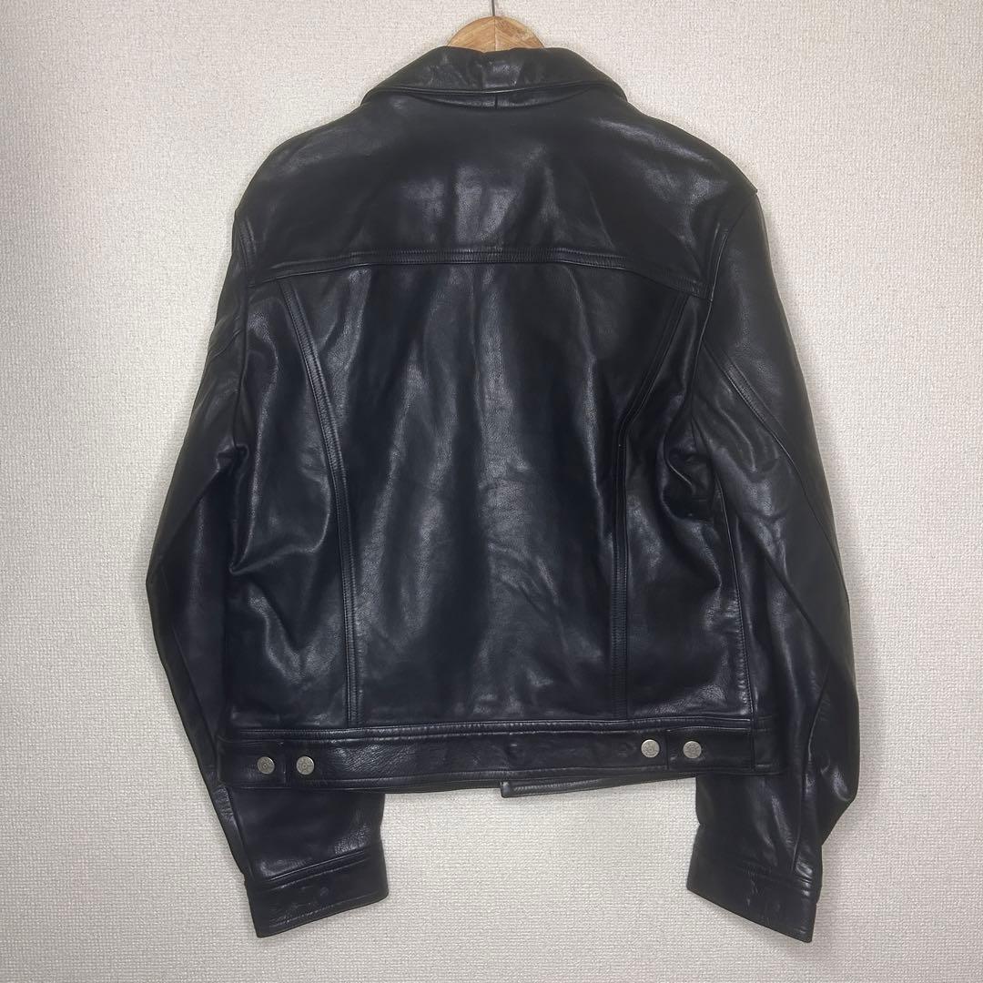 90s agnes b. homme レザージャケット 裏地チェック フランス製 - メルカリ