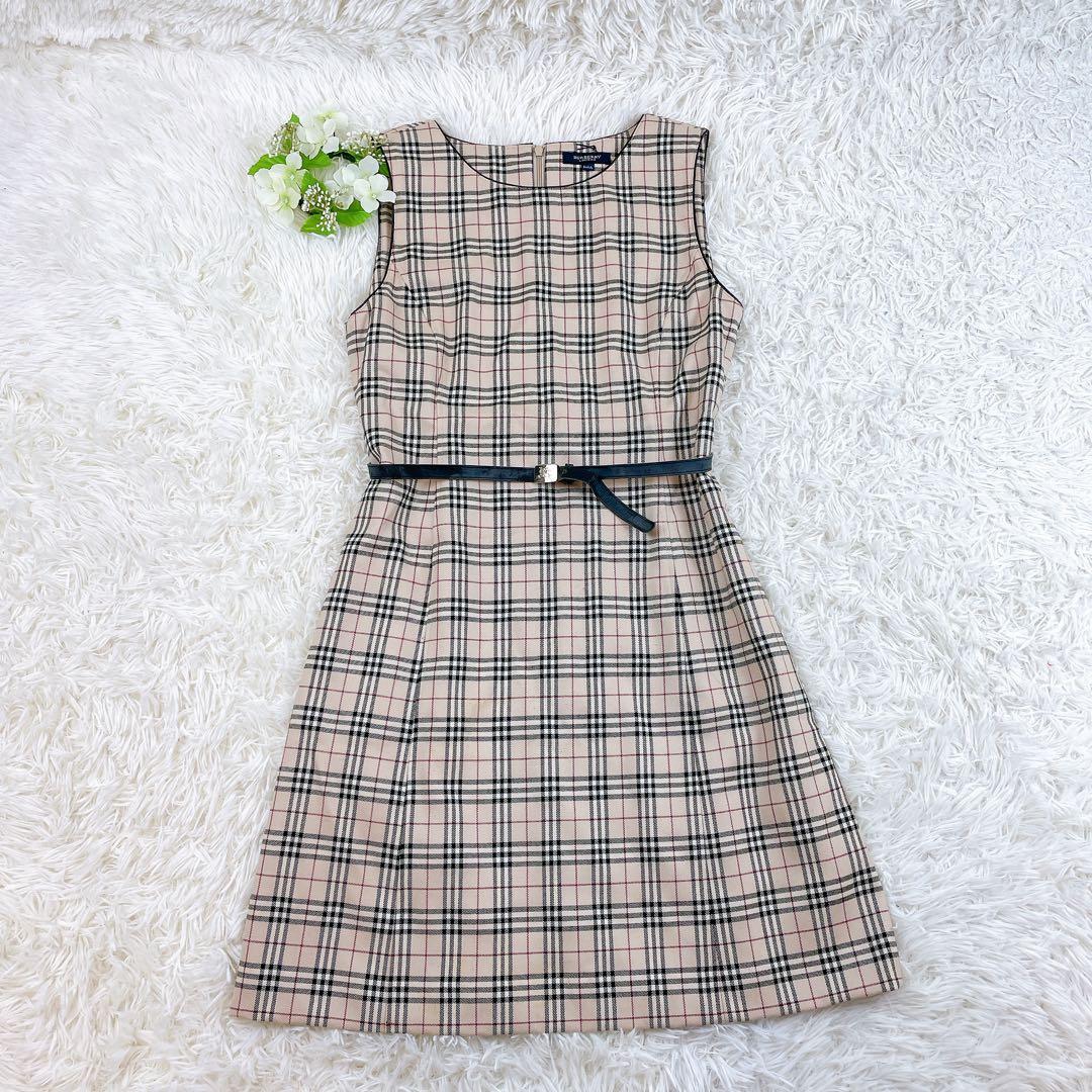 BURBERRY ノースリーブ　ワンピース ノバチェック 160A ベルト 美品】BURBERRY ノバチェック柄 ノースリーブワンピース 希少デザイン