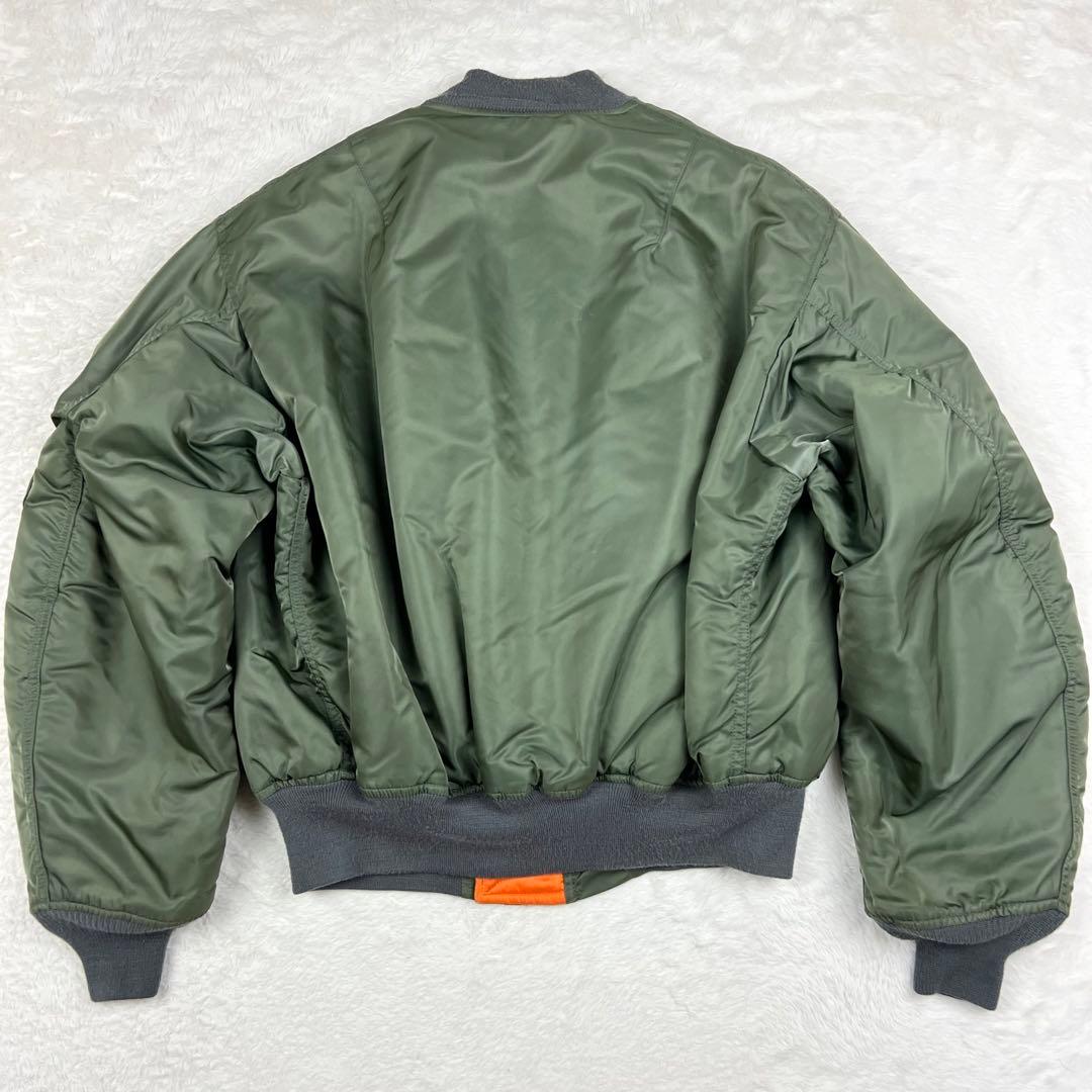 USA製 AVIREXフライトジャケット MA-1 革パッチ セージグリーンXL
