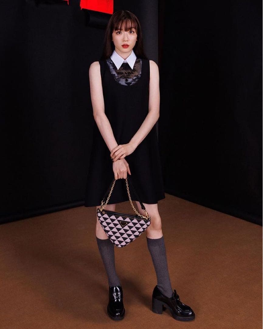 永野芽郁着用】PRADA チョコレートブラッシュドレザー ハイヒール