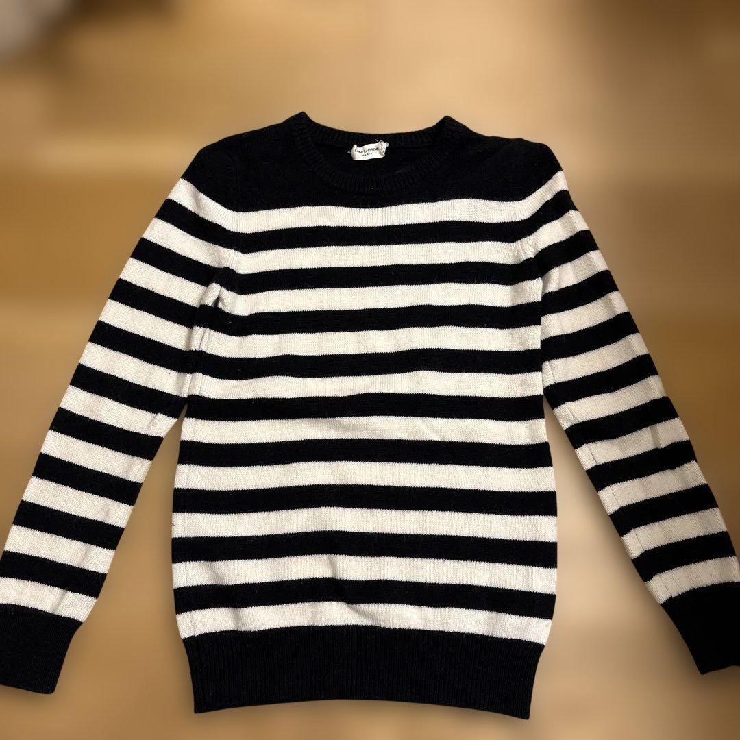 SAINT LAURENT ストライプ ニットセーター カシミヤ100%