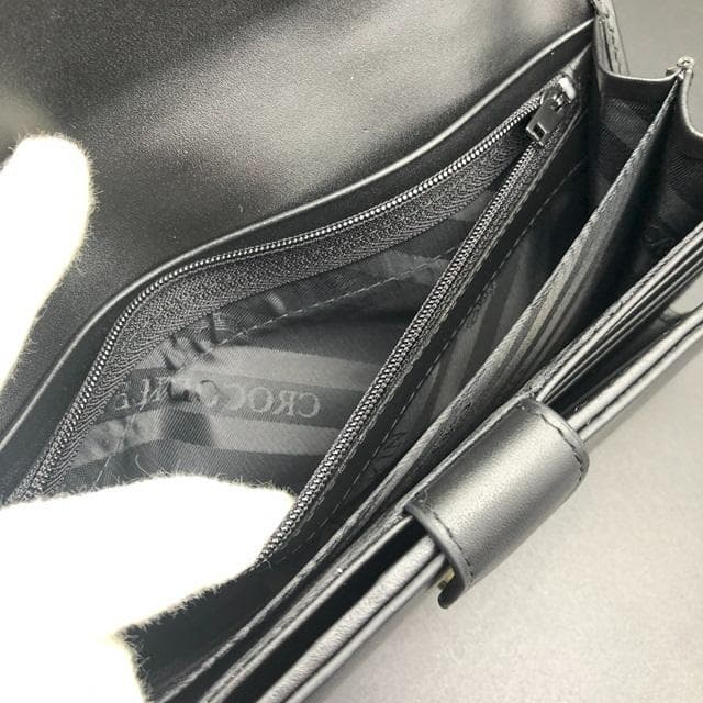 大セール 本物クロコ・一枚革 シャム クロコダイル 長財布 BK