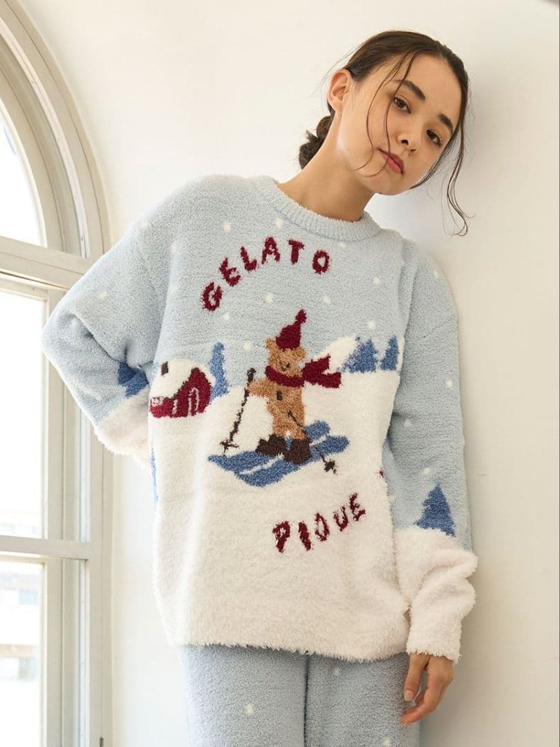 ジェラートピケ スキーベア ジャガード プルオーバー ミント