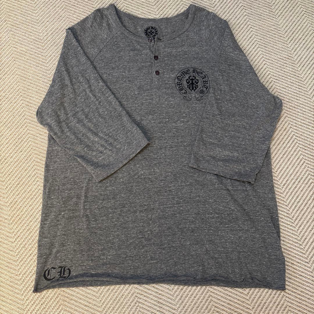 希少 クロムハーツ ヘンリーネック七分袖カットソー USA製 CHROME HEARTS（クロムハーツ） ヘンリーネック 7分袖 カットソー T