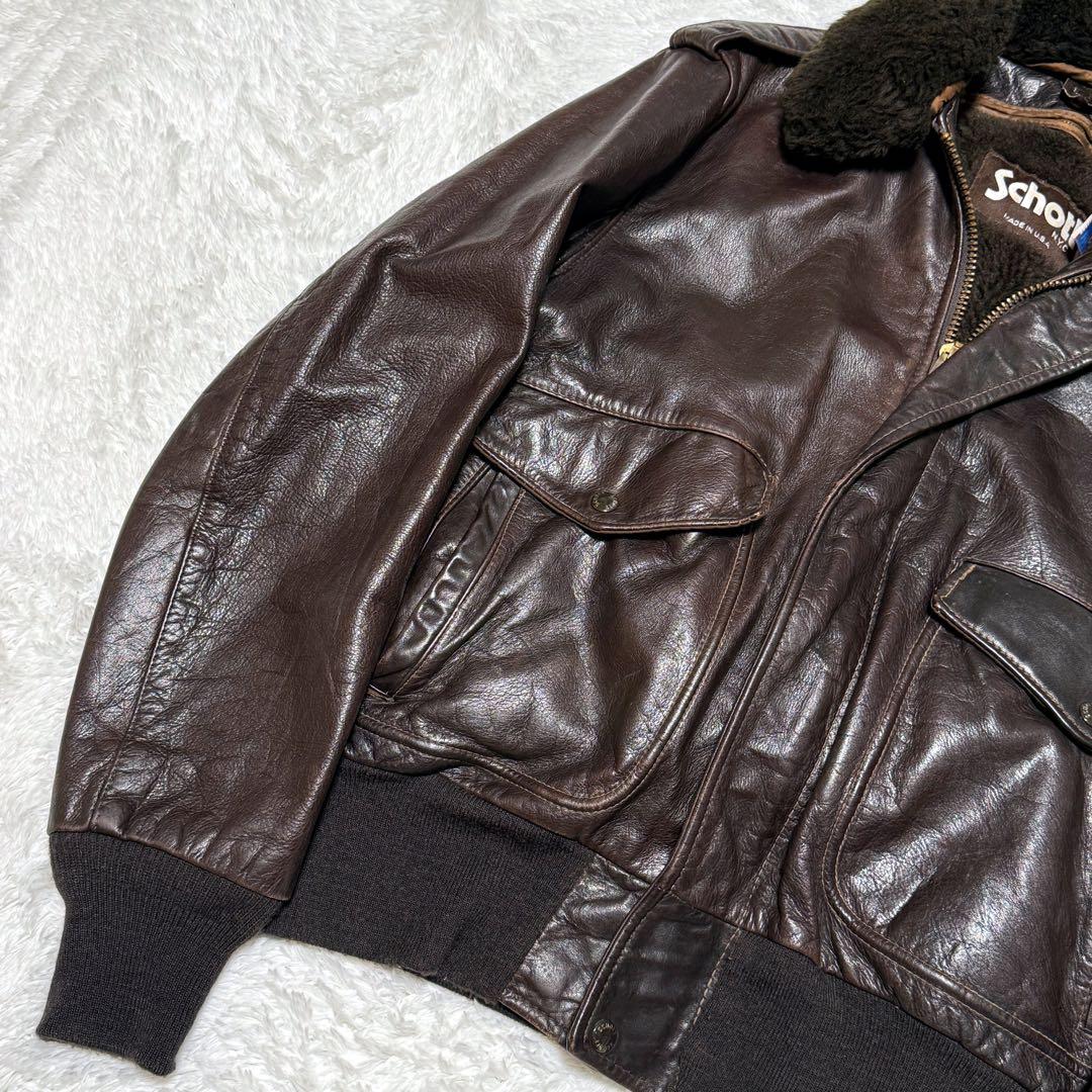 Schott フライトジャケット レザー G-1 80s USA製 ボアライナー - メルカリ
