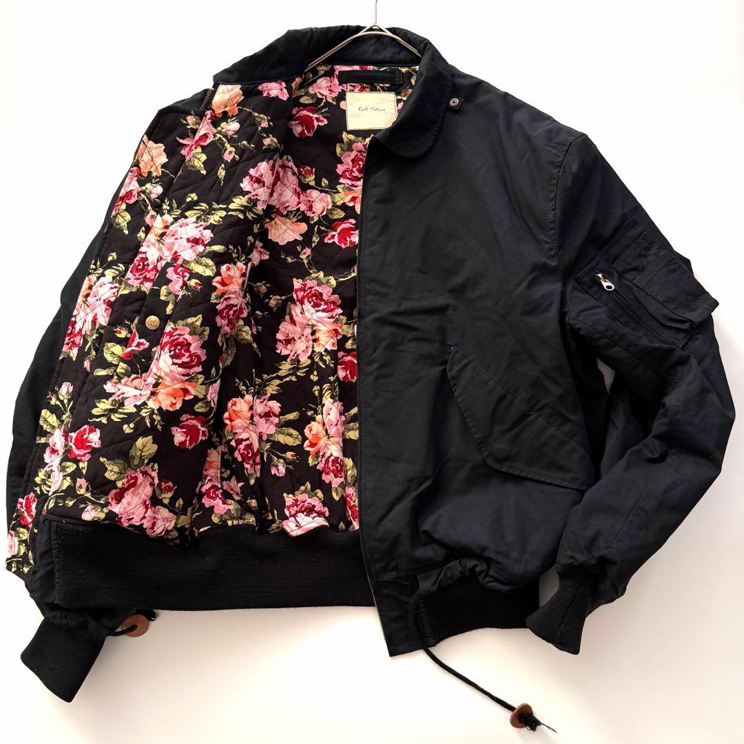 裏地花柄✨️カールヘルム フライトジャケット 金ジップ ブルゾン