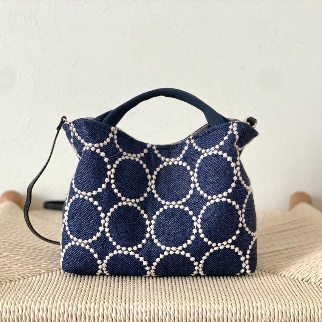 ⚮̈ミナペルホネン　tambourine ヌッピバッグＳ ⚮̈ミナペルホネン tambourine navy × black ヌッピバッグS - メルカリ