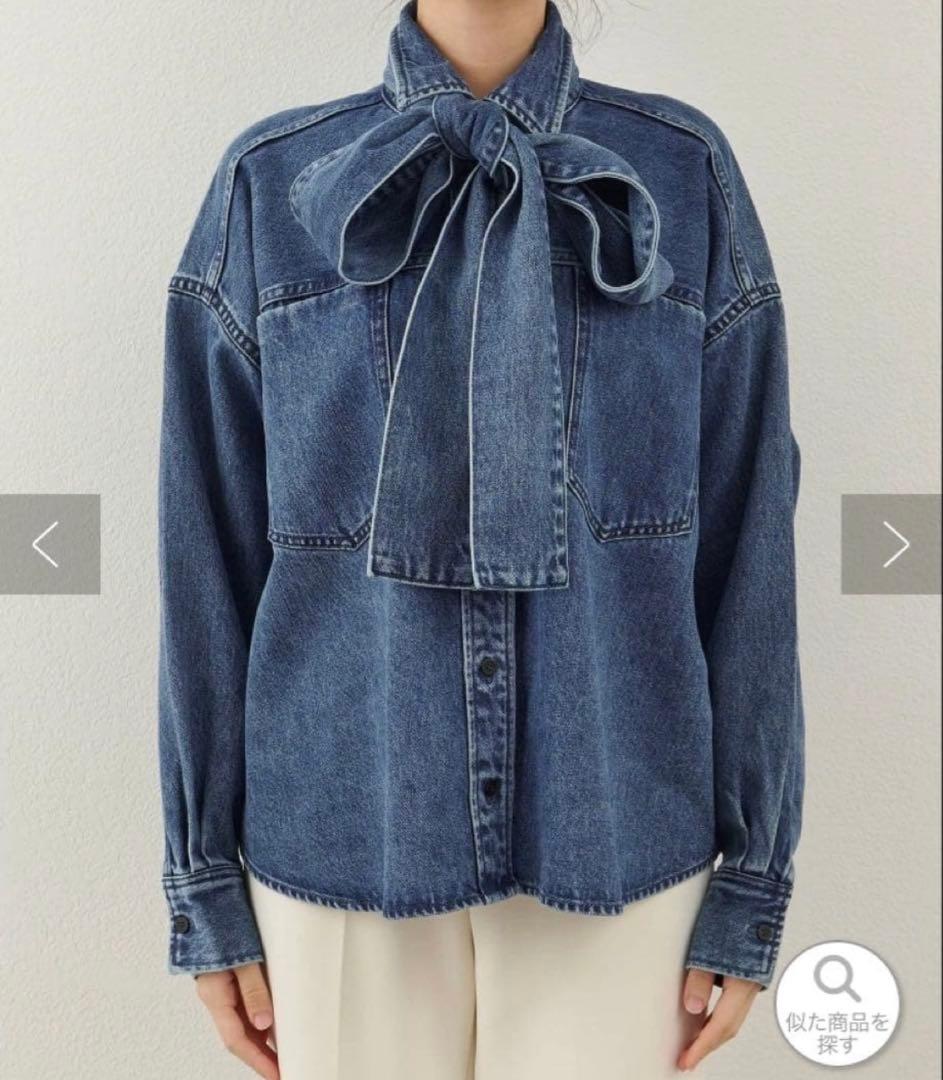 ウィムガゼット　デニムボウタイジャケット ウィムガゼット Whim Gazette デニムボウタイシャツ （blue