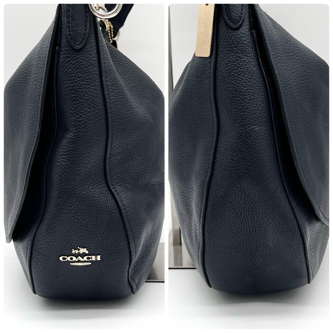 美品】コーチ ワンショルダーバッグ 2way ターンロック ネイビー